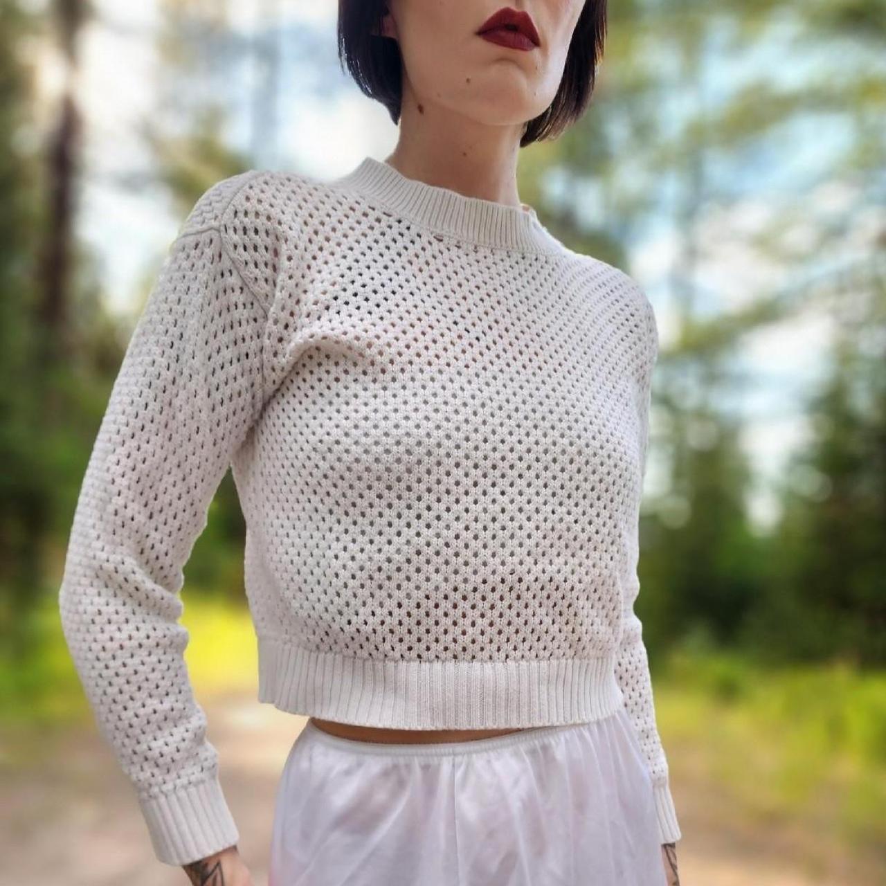 Cream knitted hot sale cropped jumper