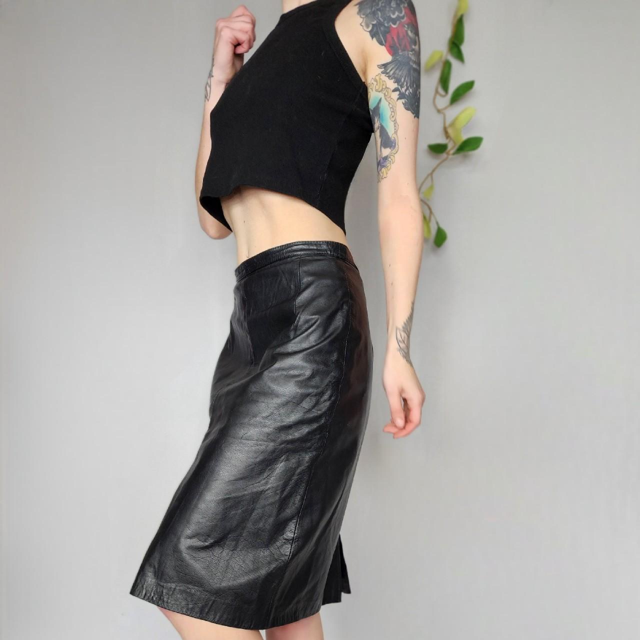 Vintage genuine leather pencil skirt 