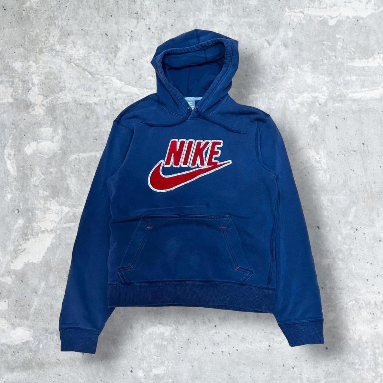 Nike Men's Blue and Red Hoodie | Depop