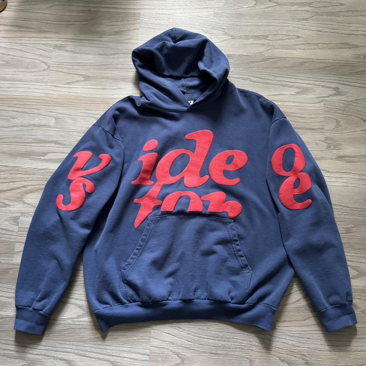 Video Store puff logo hoodie - XXL Navy/Red... - Depop