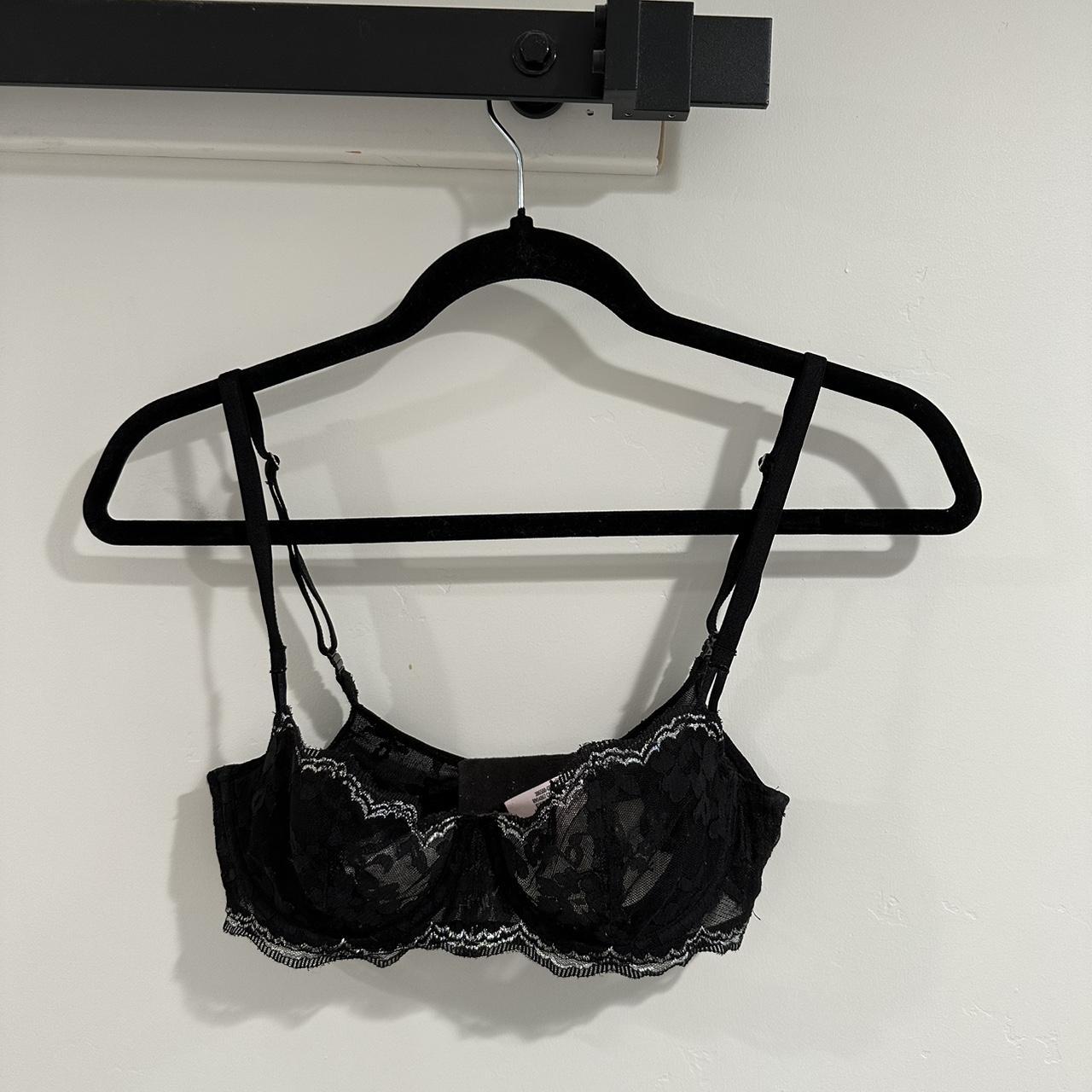 Victoria's Secret Women's Black and Silver Bra | Depop