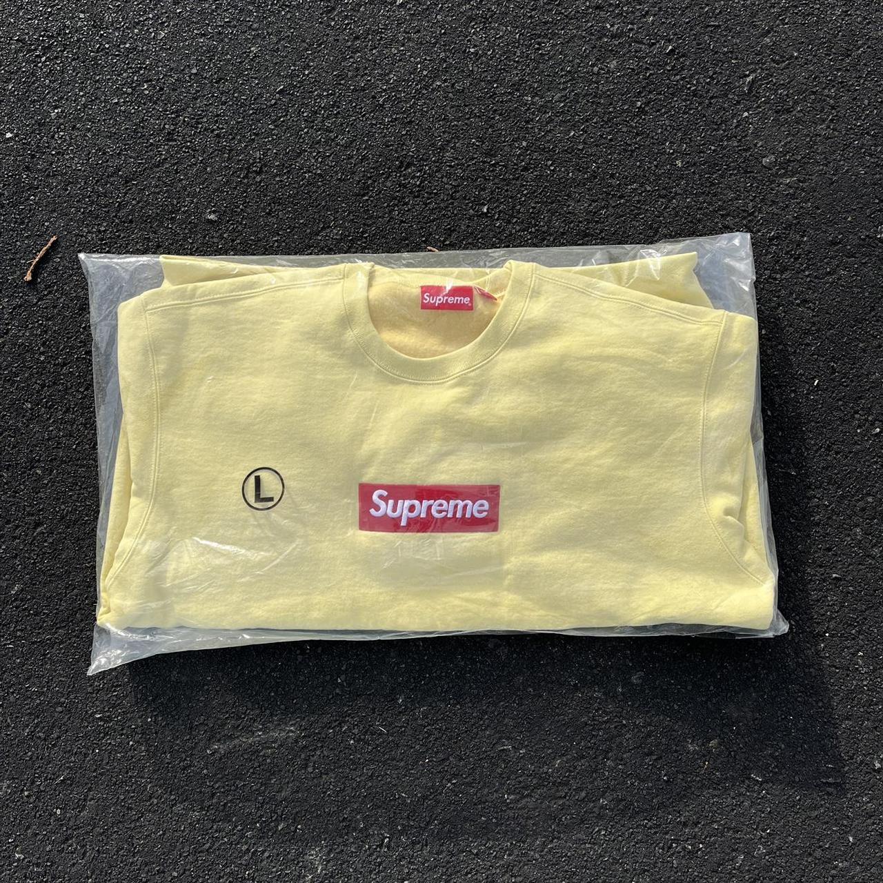 supreme box logo crewneck pale yellow L-