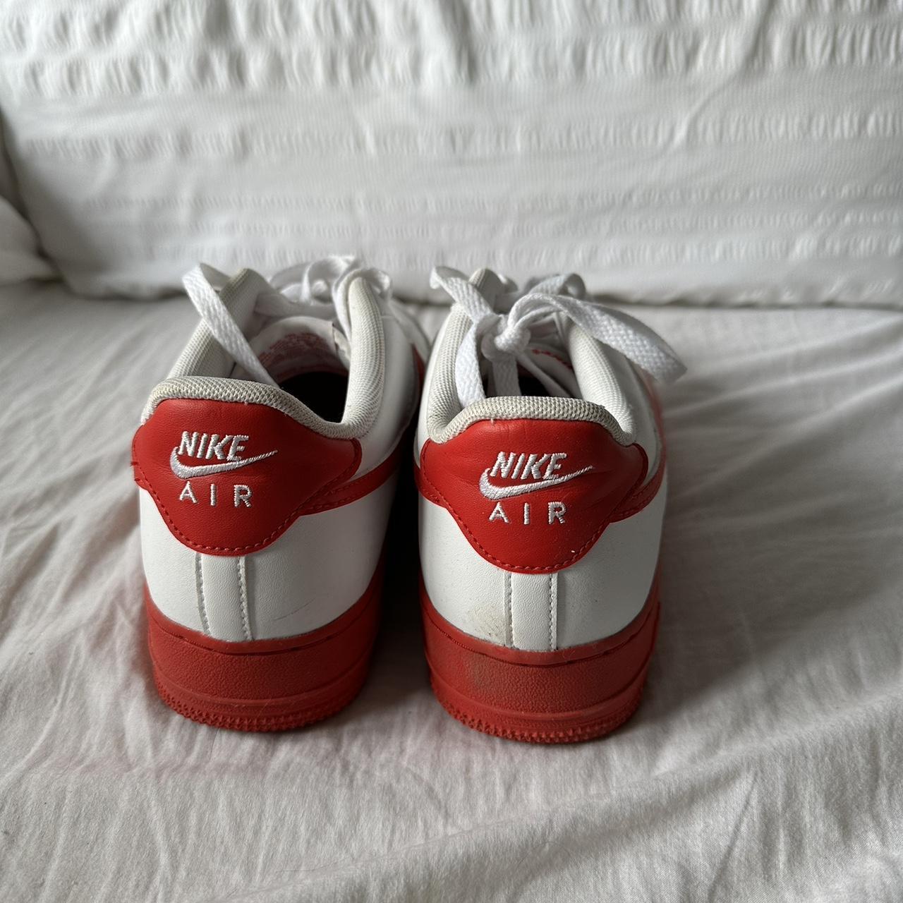 White and red Air force 1. UK 6. Worn a couple of... - Depop