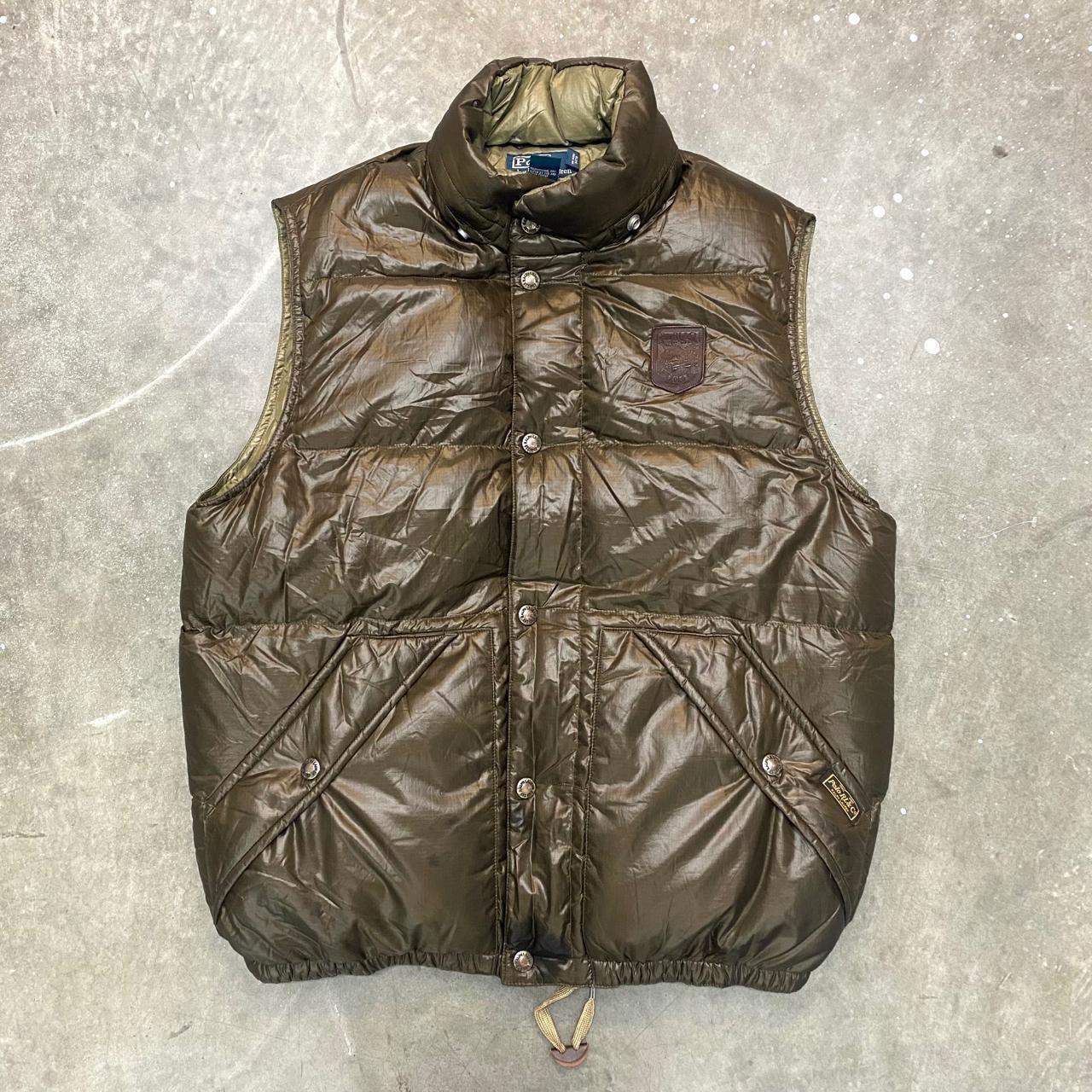 Polo Ralph Lauren Riders popular Club Crest Logo Leather / Goose Down Puffer Vest