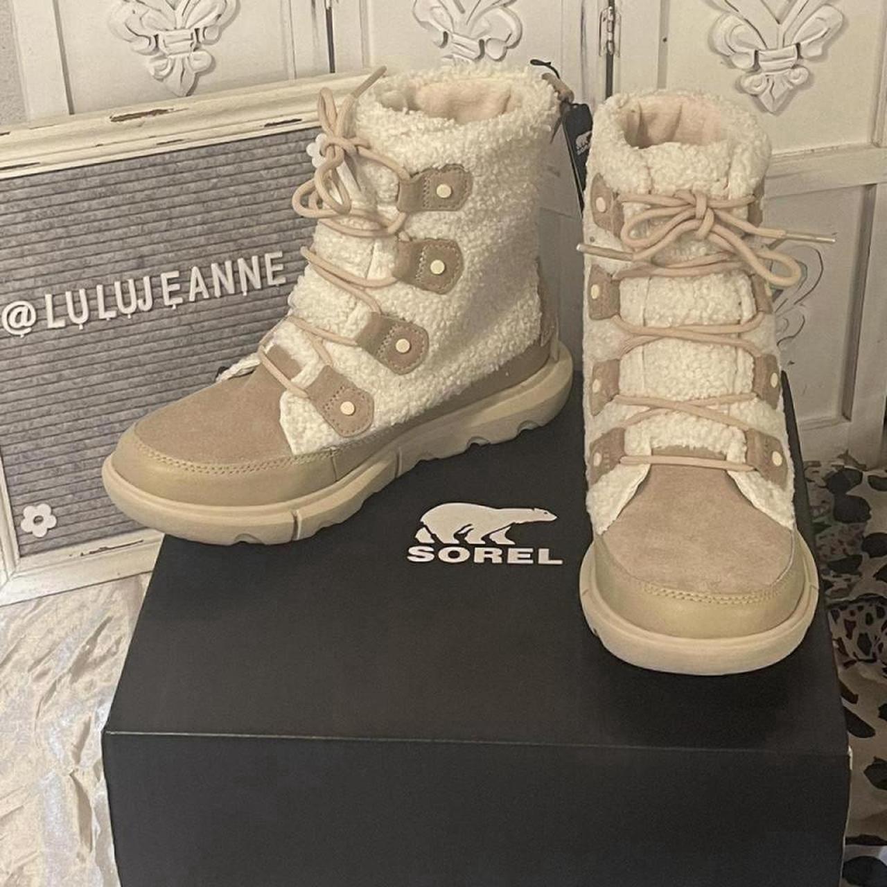sorel white and tan boots