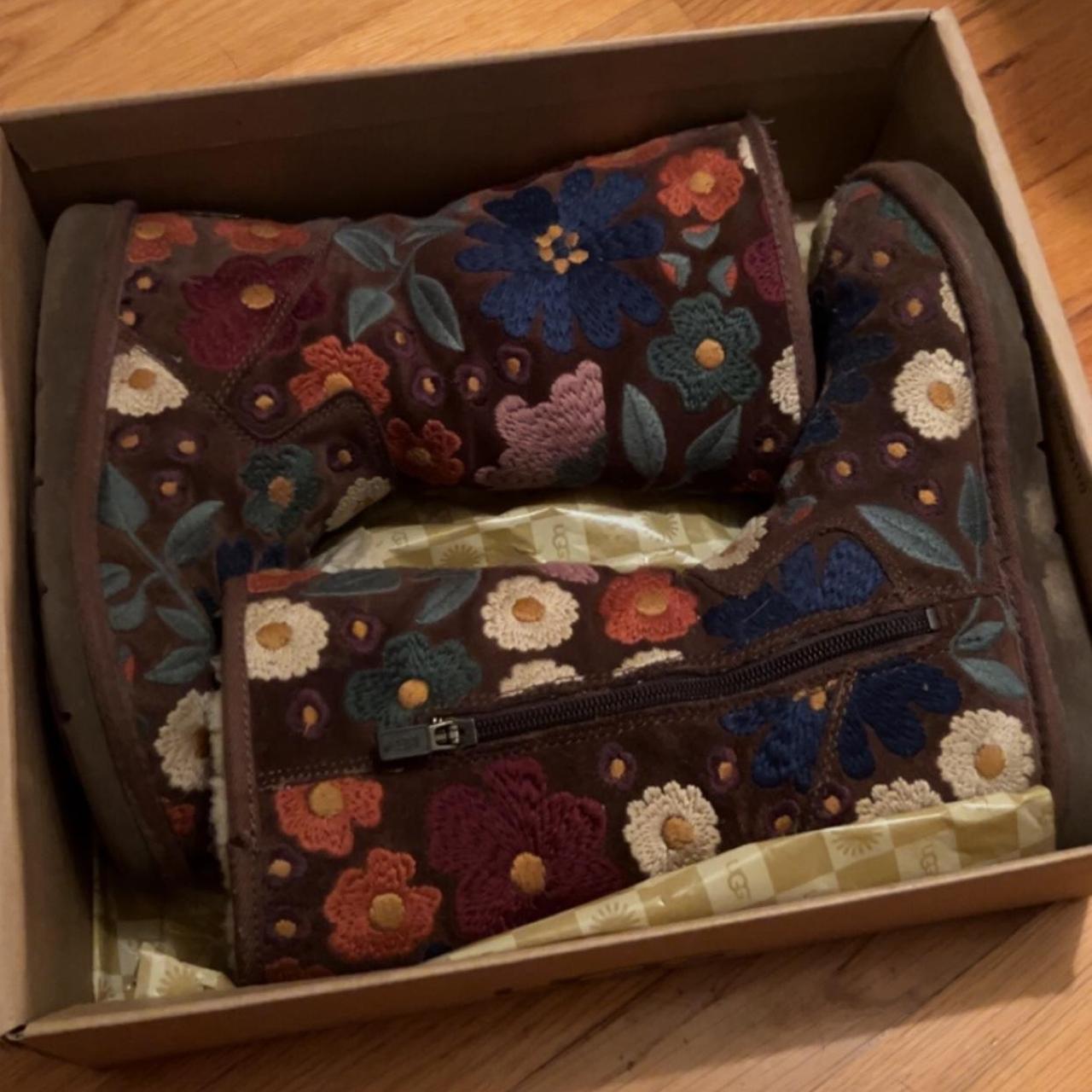 The cutest vintage embroidered floral Uggs!! Depop