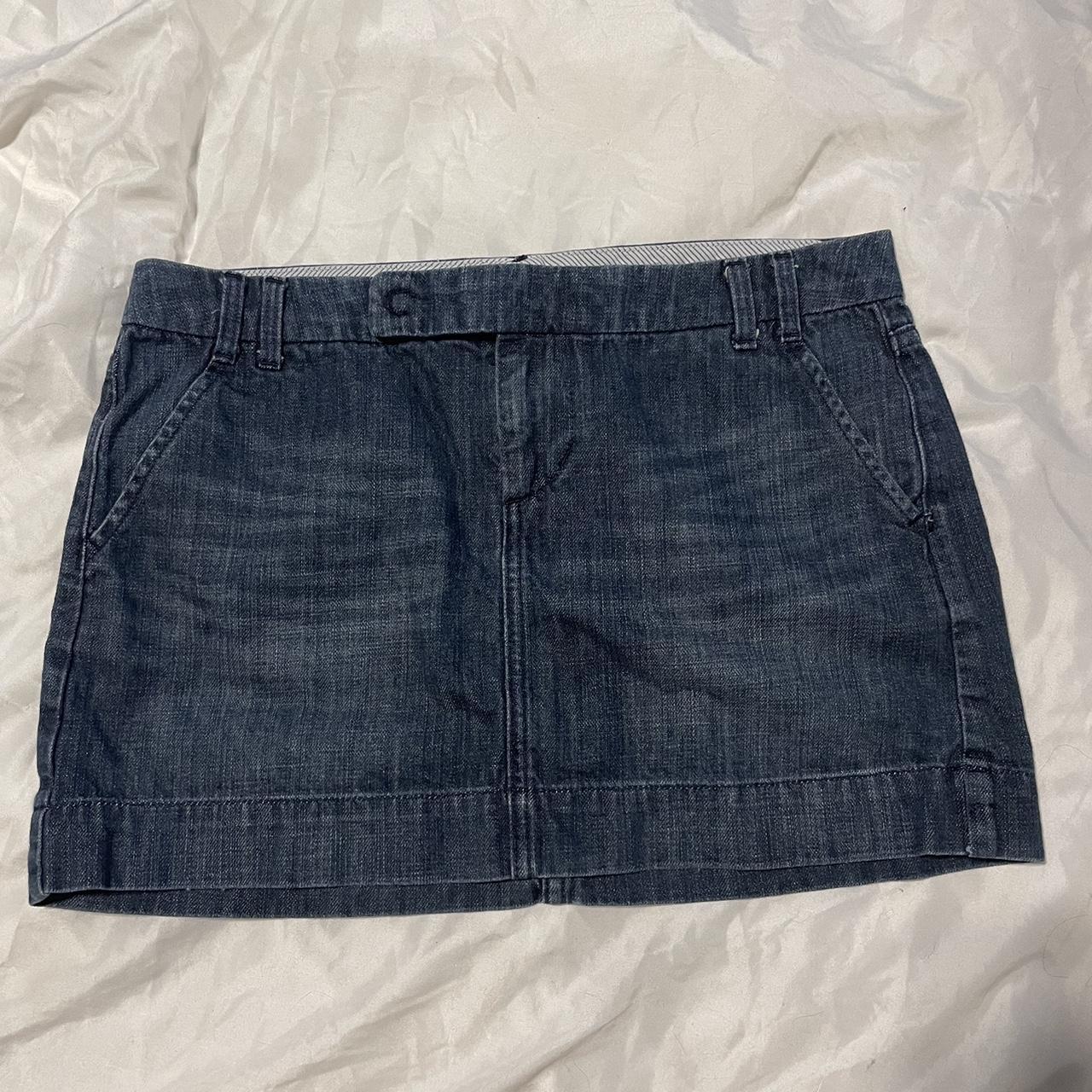 Cute denim mini skirt with a little belt button... - Depop