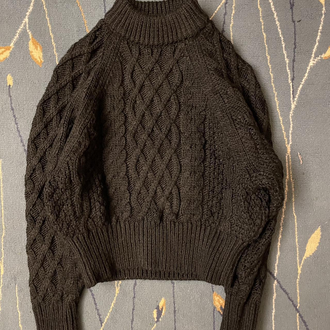 H M chunky cable knit sweater in black color Size Depop