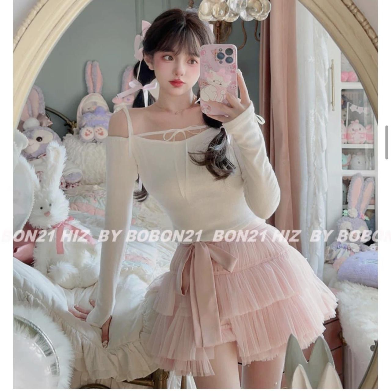 Tulle pink ribbon skirt from BoBon21 in size... Depop