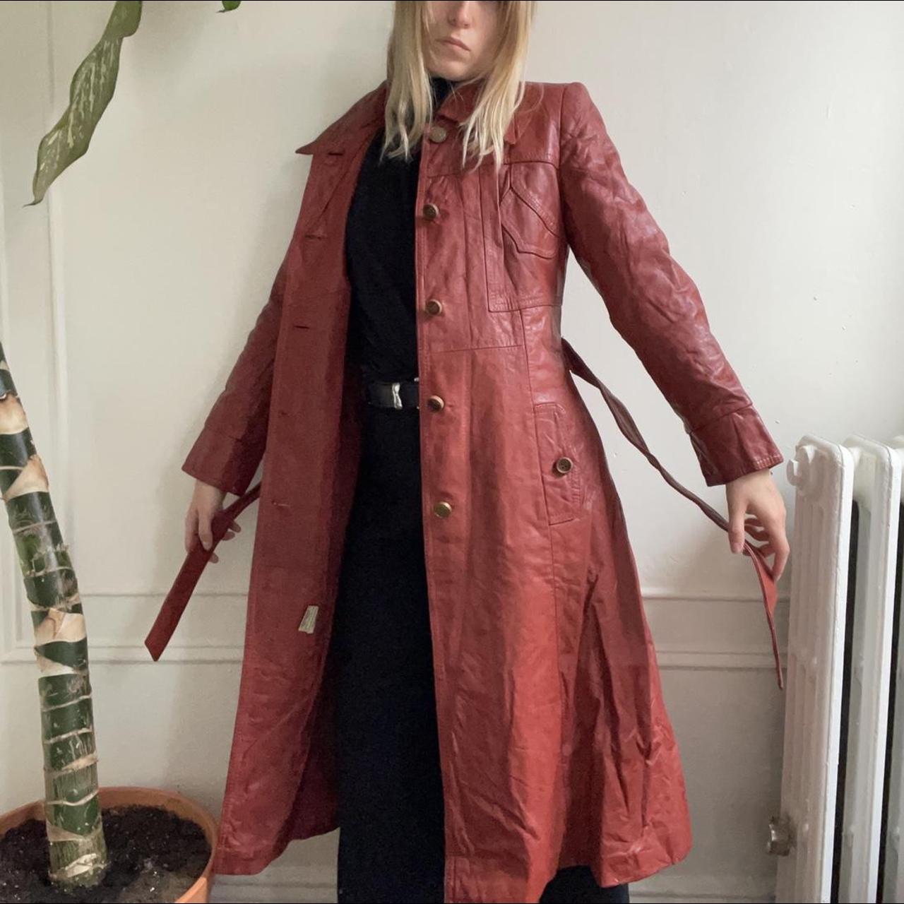 EPIC vintage leather trench coat in... - Depop