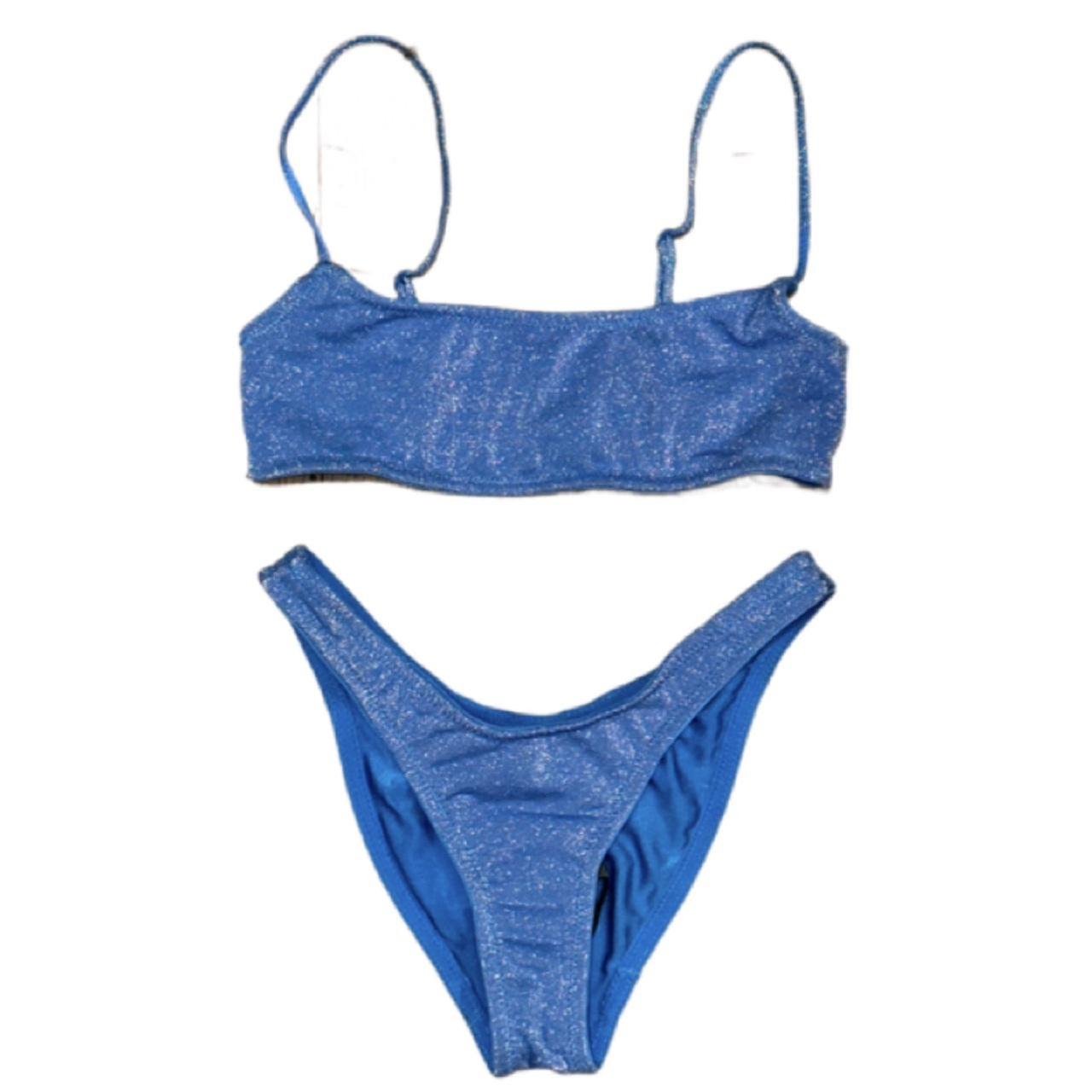 Triangl Swimwear Women’s Blue Sparkle Bikini Set - Depop