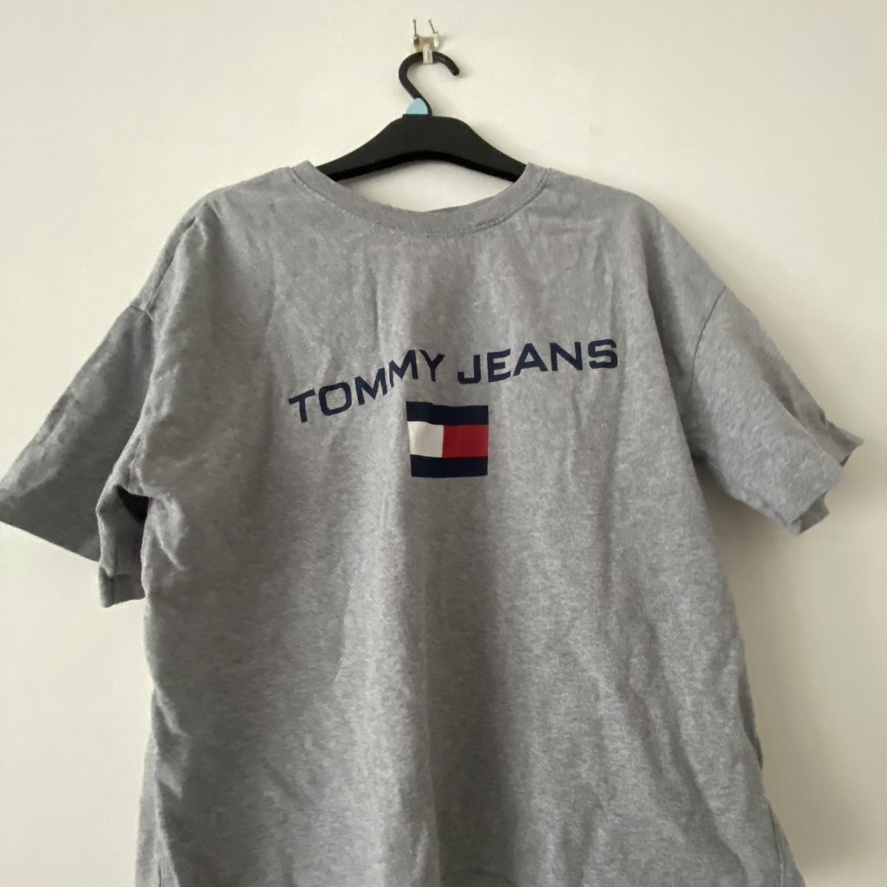 Tommy Hilfiger, grey T-shirt, cropped #tommy... - Depop