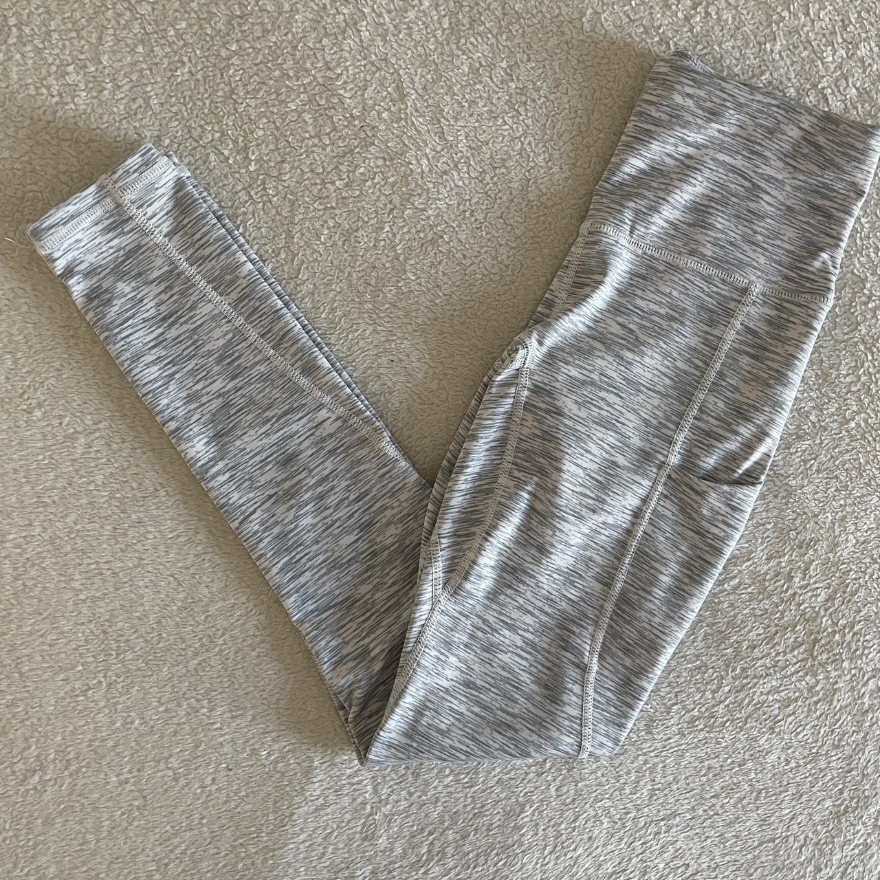 Amazon Grey and White Leggings with Pockets Size... - Depop