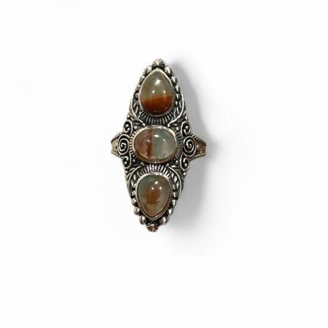 Women's Ring - Silver/Multi – Silver stone ring (… - image 1