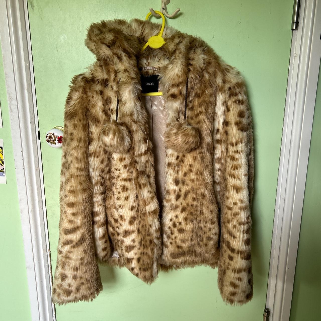 ASOS leopard print fur coat with hood. Some of the... - Depop