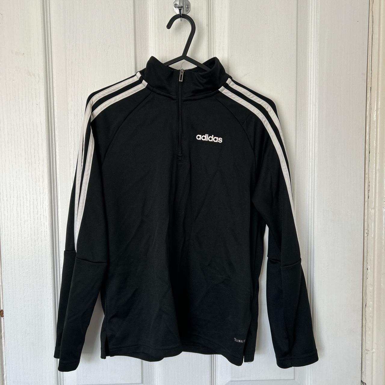 Adidas black and white track top - Depop