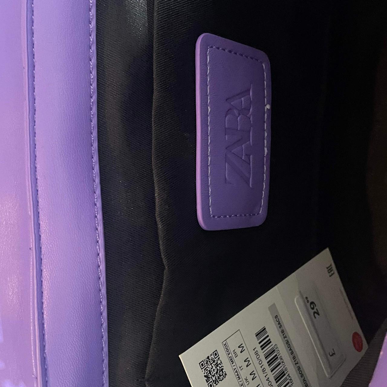 Zara top handle purple bag with chunky distressed... Depop