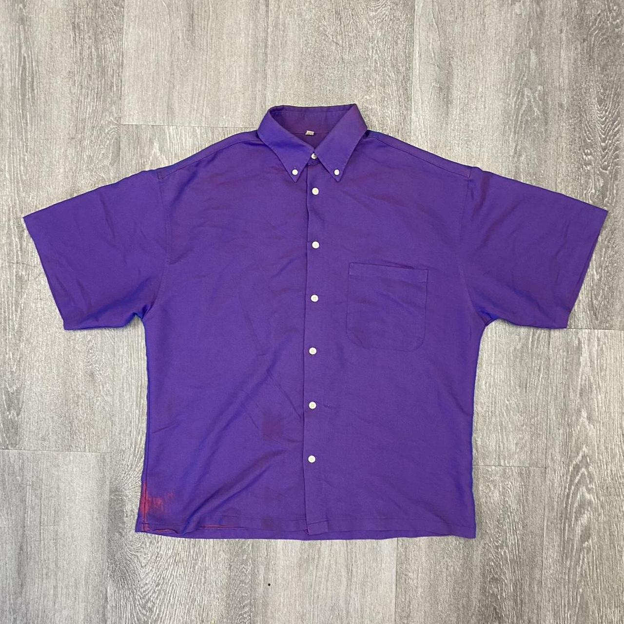 Purple & Blue Holographic Style Button Up Shirt.... - Depop