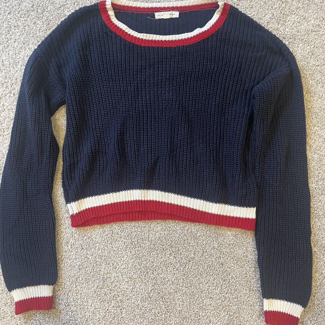 Red, white, blue knit sweater - Depop