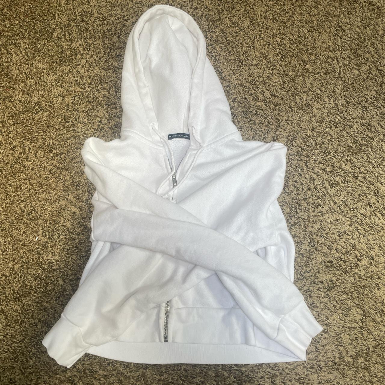 Brandy Melville, Jackets & Coats, Brandy Melville White Cropped Zip Up  Hoodie