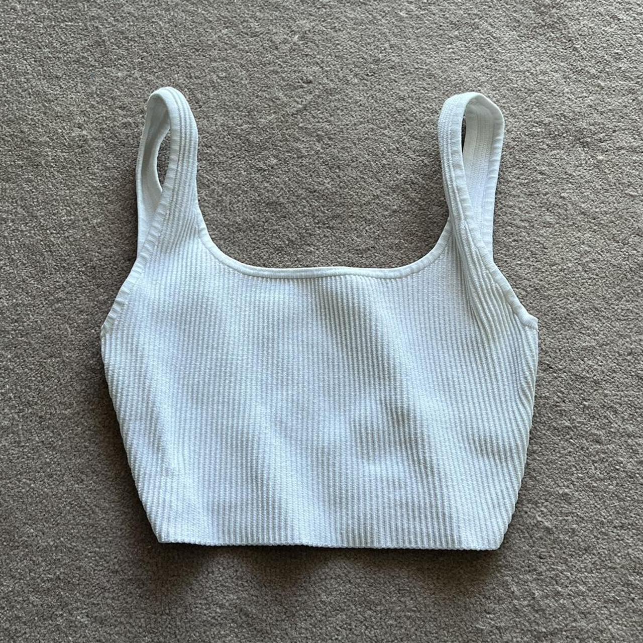 Aritzia Women's White Crop-top | Depop