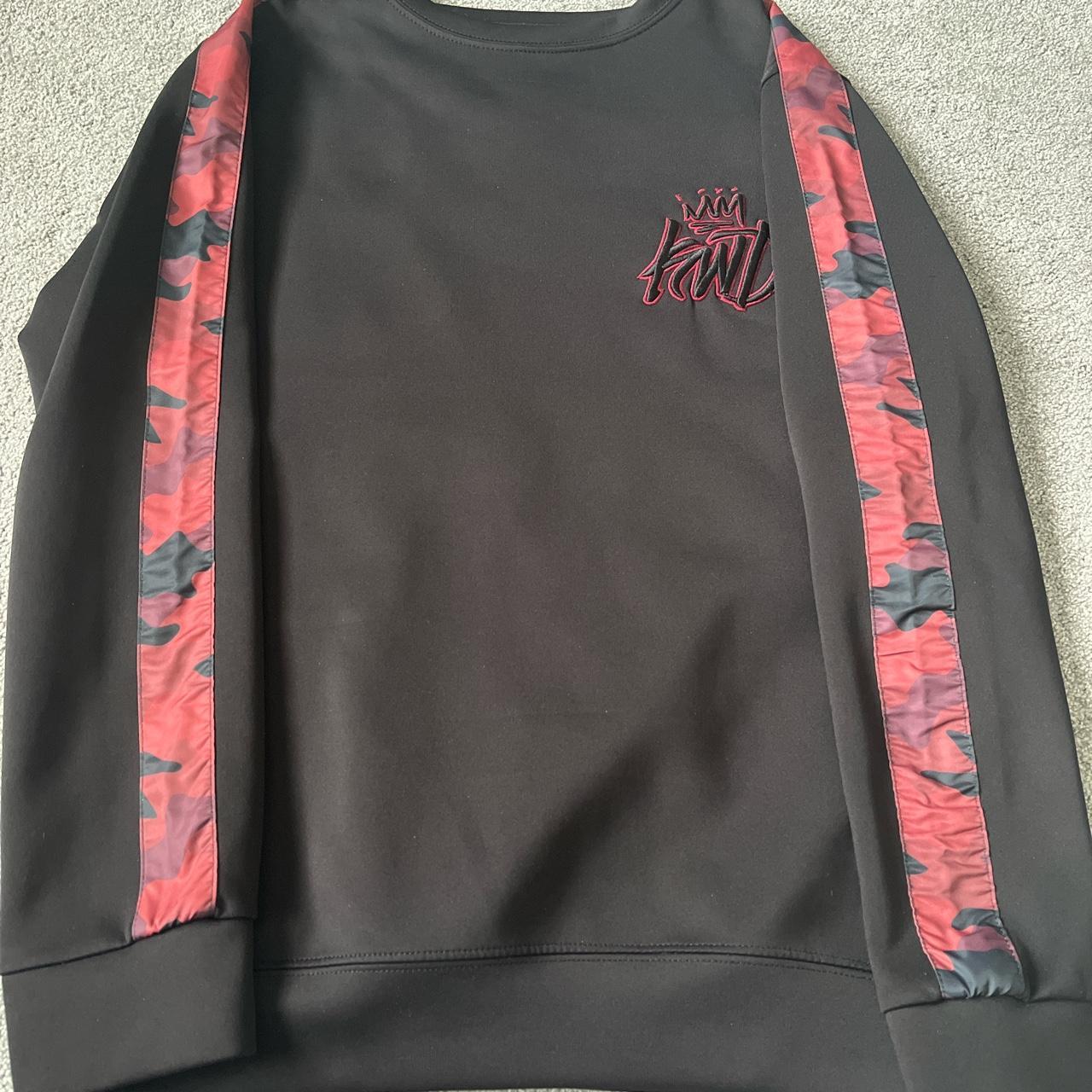 KWD Black/Red Camo Hoodie, Taped arms, Zip pocket