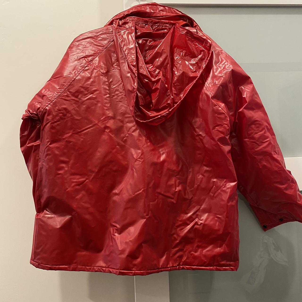 Vintage red PVC Raincoat Size L This bad boy is... - Depop