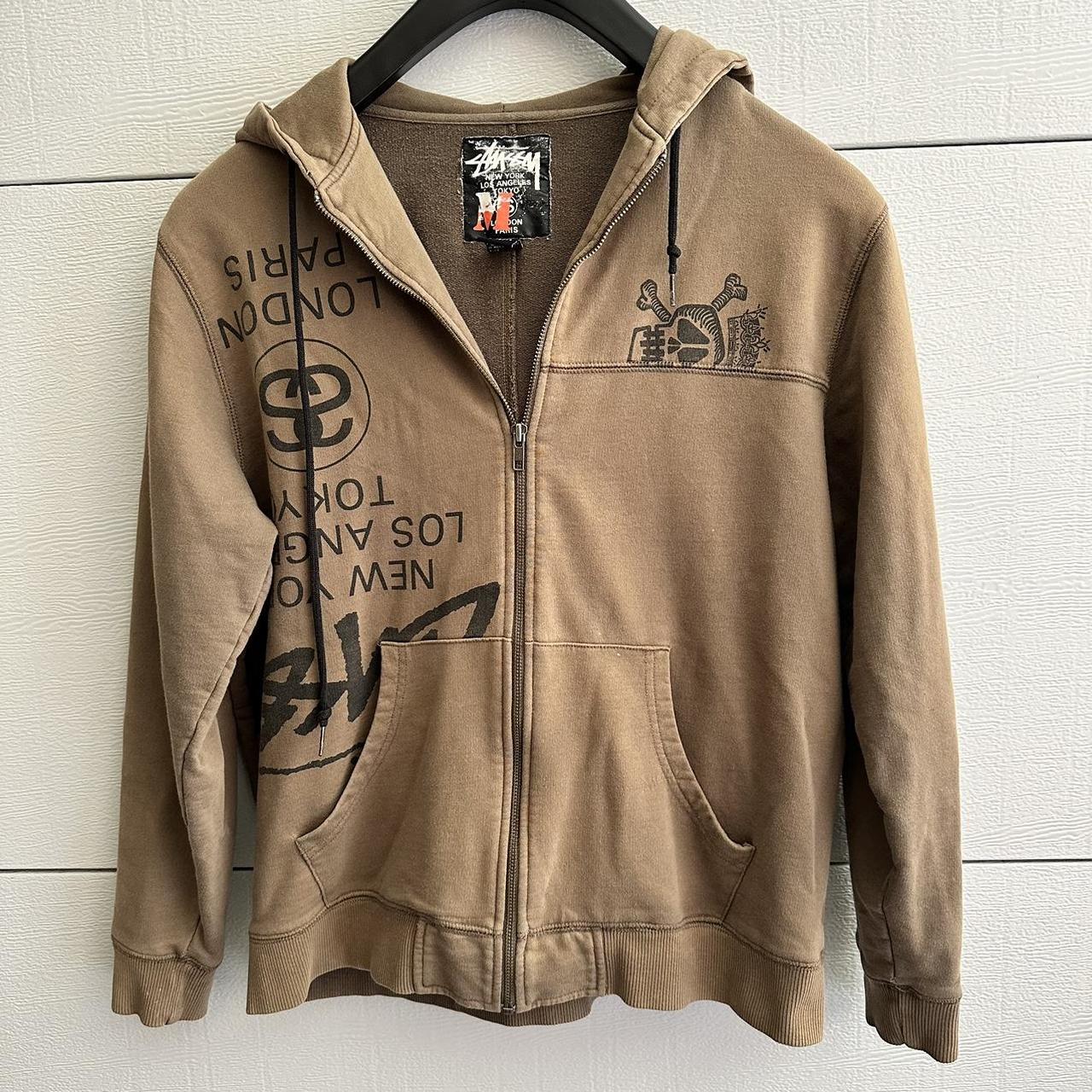 Stüssy Men's Brown and Tan Hoodie | Depop