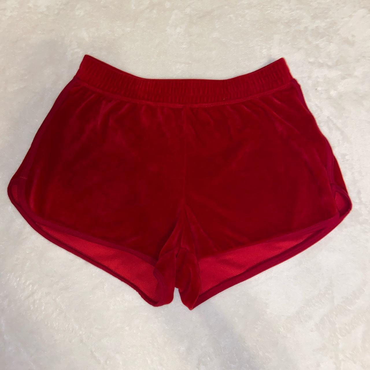 velvet red hollister shorts unsure of size but fits Depop