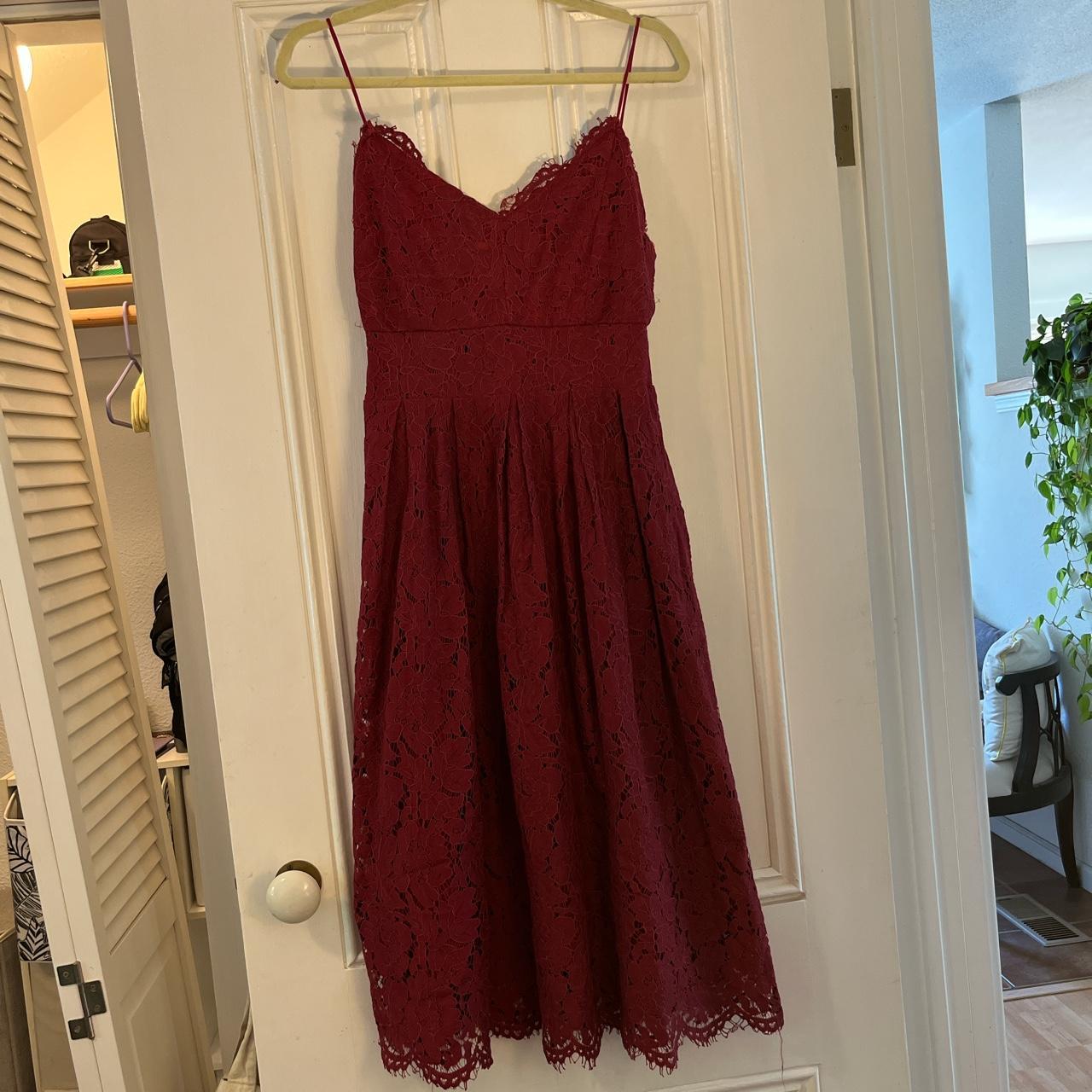 Astr the label lace midi cheap dress red tannin