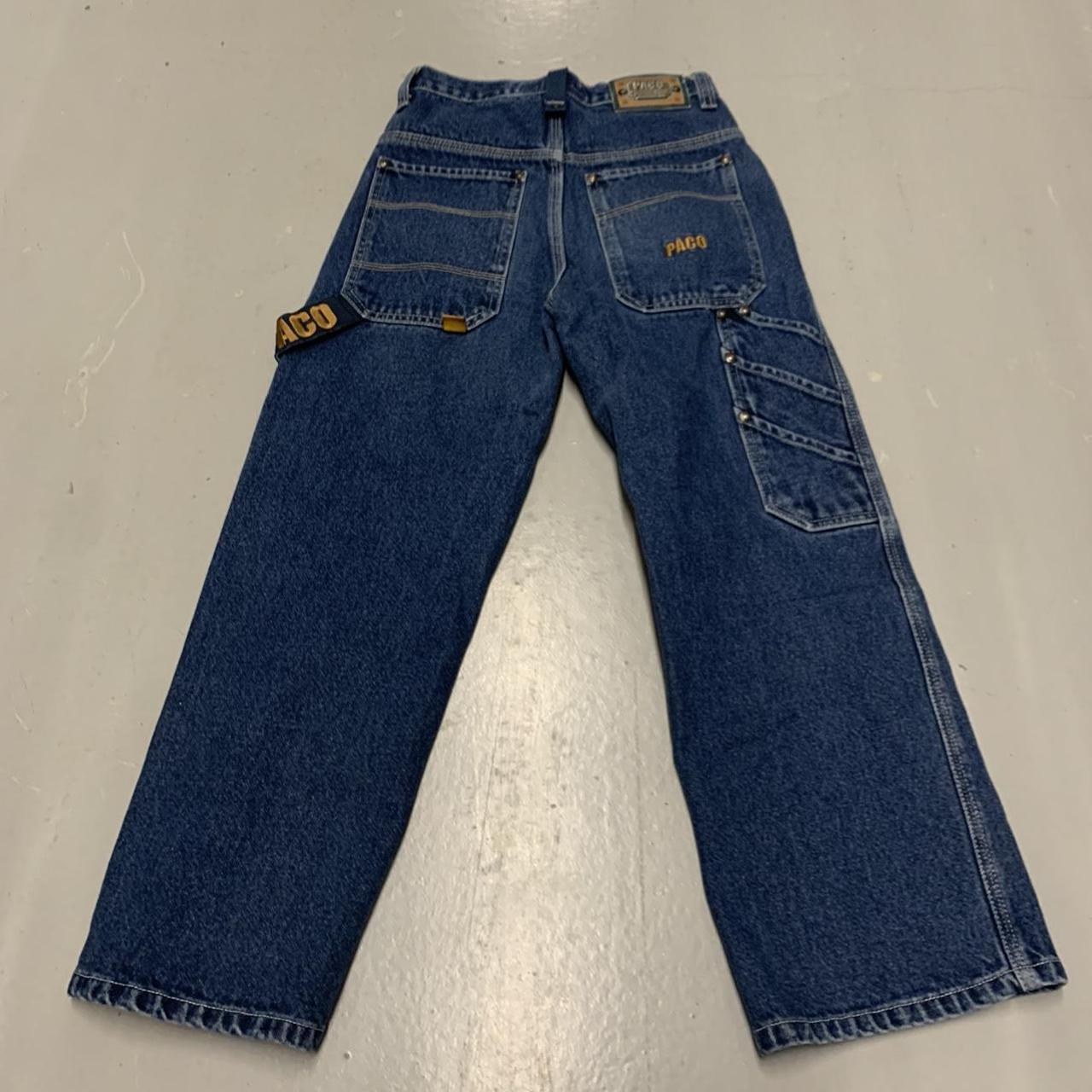 JNCO Blue and Gold Jeans | Depop