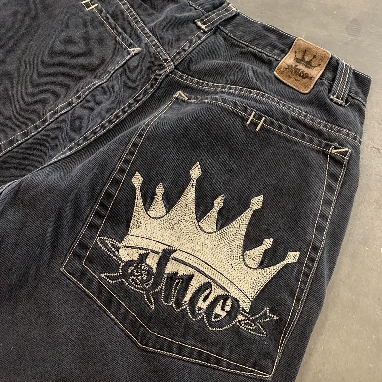 Vintage black Jnco tribal jeans 1990s tribal crown... - Depop