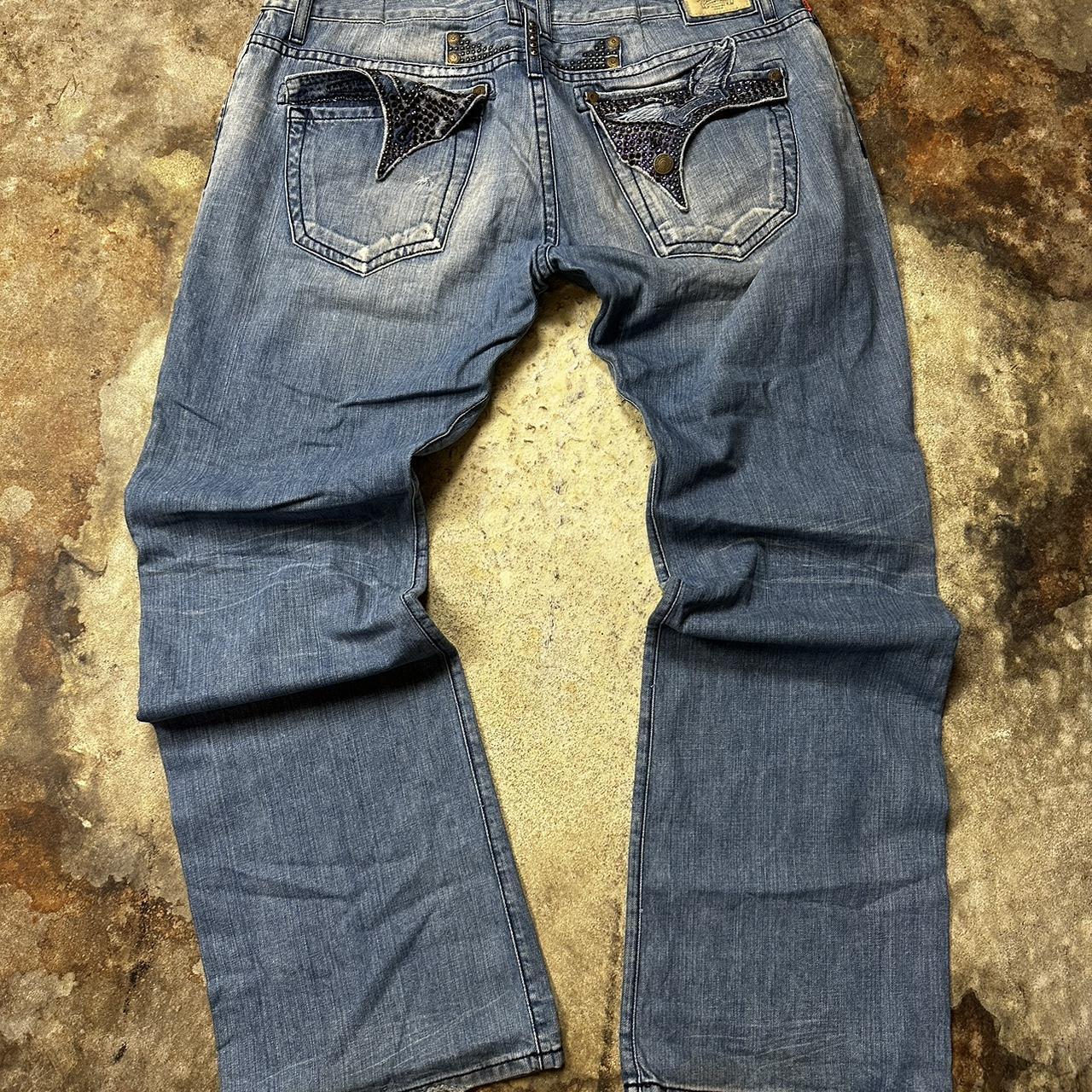 Y2k baggy Robin denim jeans 2000s baggy distressed... - Depop