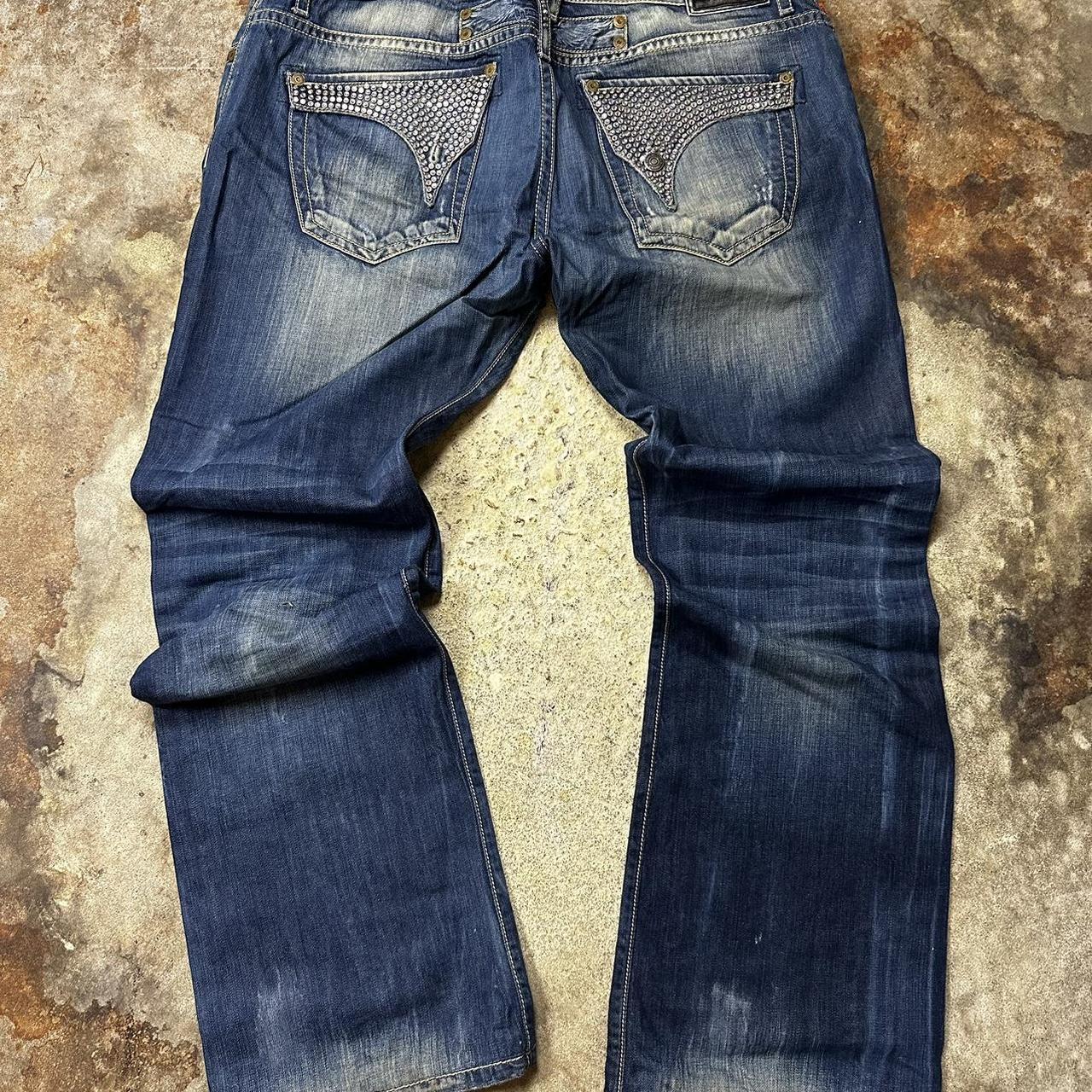 Y2k baggy Robin denim jeans 2000s baggy distressed... - Depop