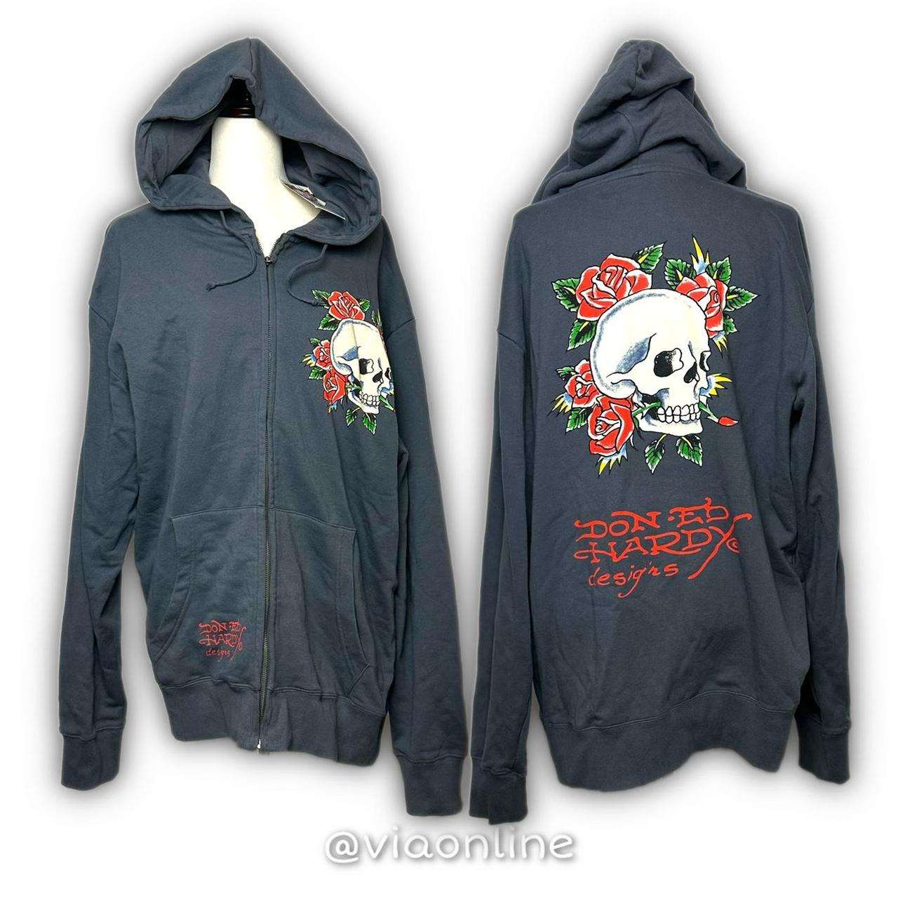 Ed Hardy Christian Audigier shops Zipup Skull Hoodie XL