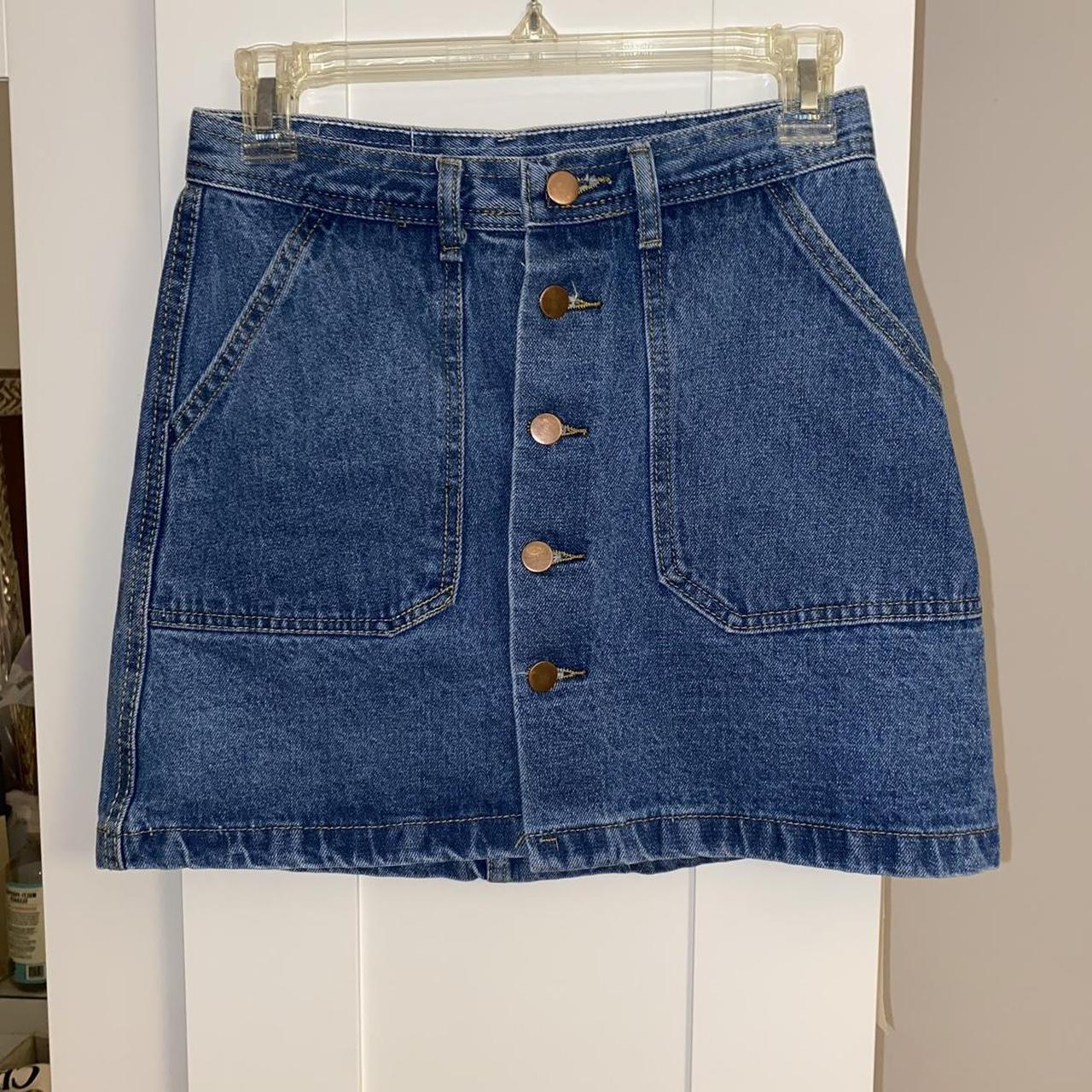 Button Down Denim/ Jean Skirt A-Line style with... - Depop