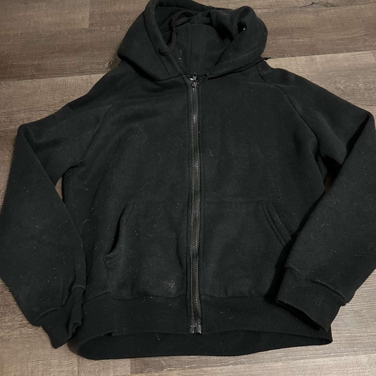 black basic zip up hoodie. size s. no tag so not... - Depop