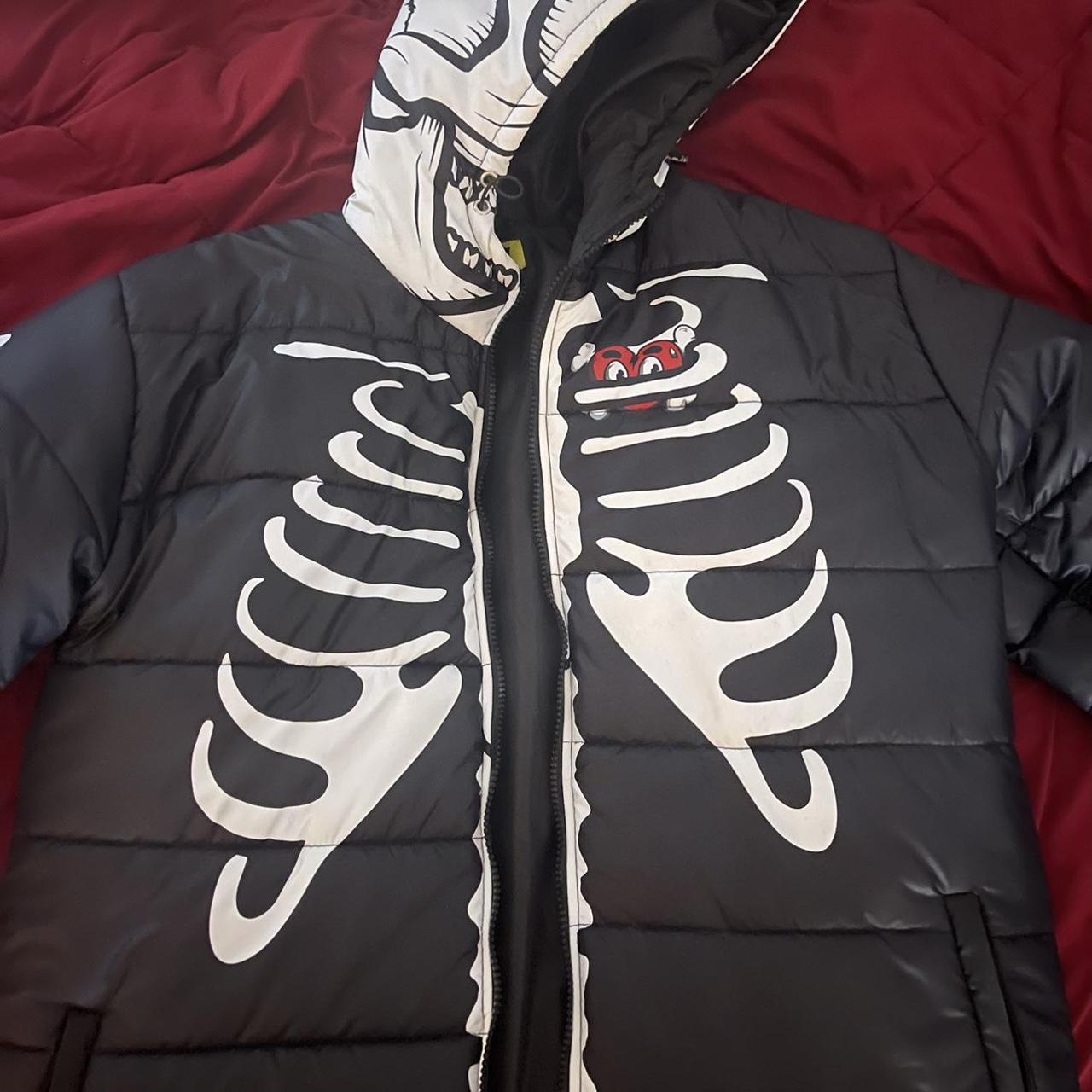 glo gang skeleton puffer purchased in 2020 worn... - Depop