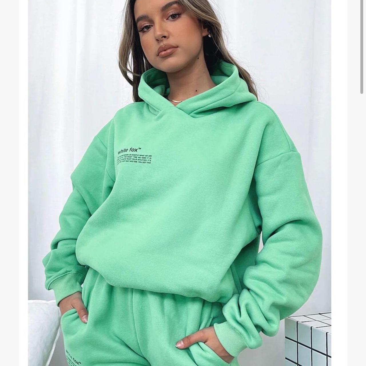 Green she’s a baddie white fox hoodie in size... - Depop