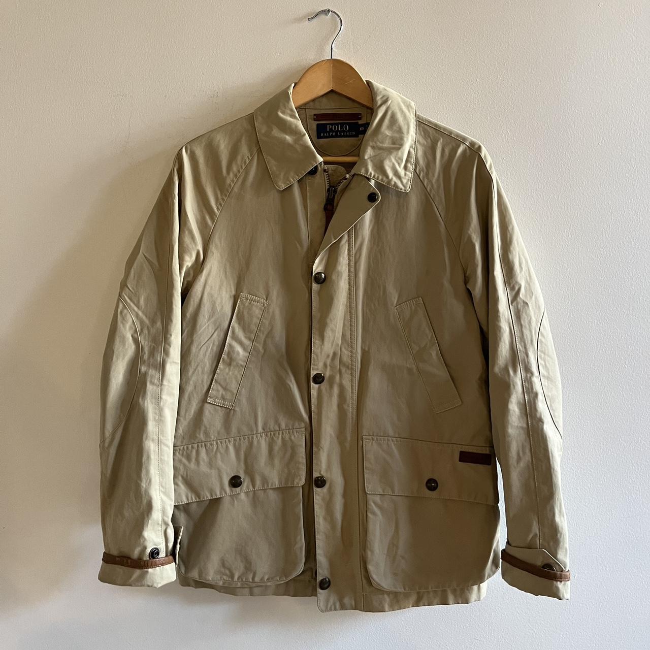 Polo Ralph Lauren khaki jacket with leather... - Depop