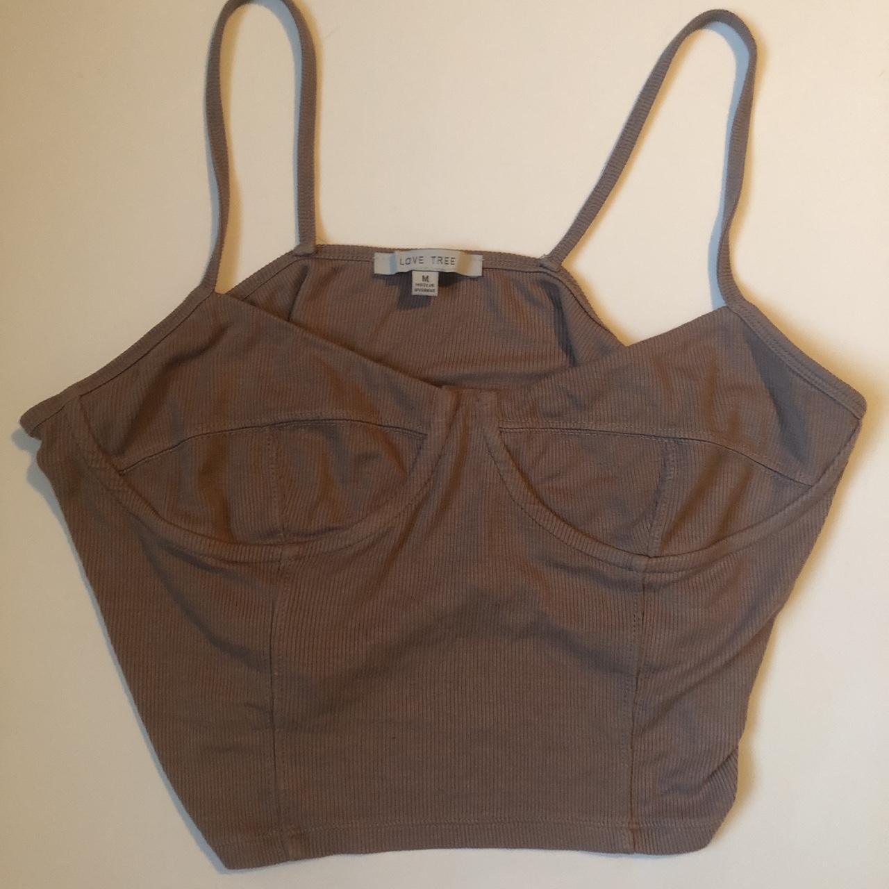 beige/brown tank top by the brand “Love Tree” size M... - Depop