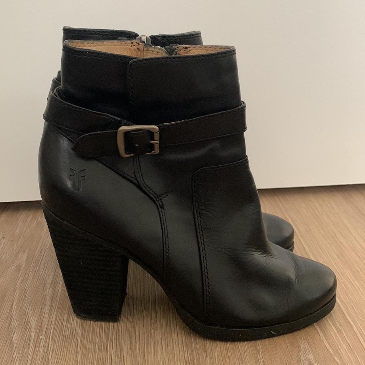 Frye block heel leather booties best sale