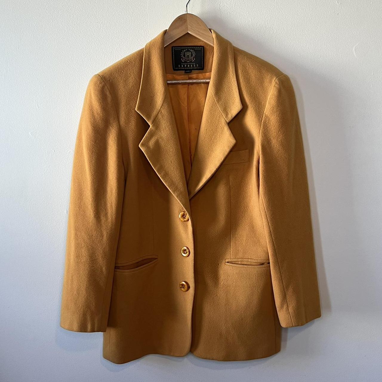 yellow wool blazer vintage mustard yellow... Depop