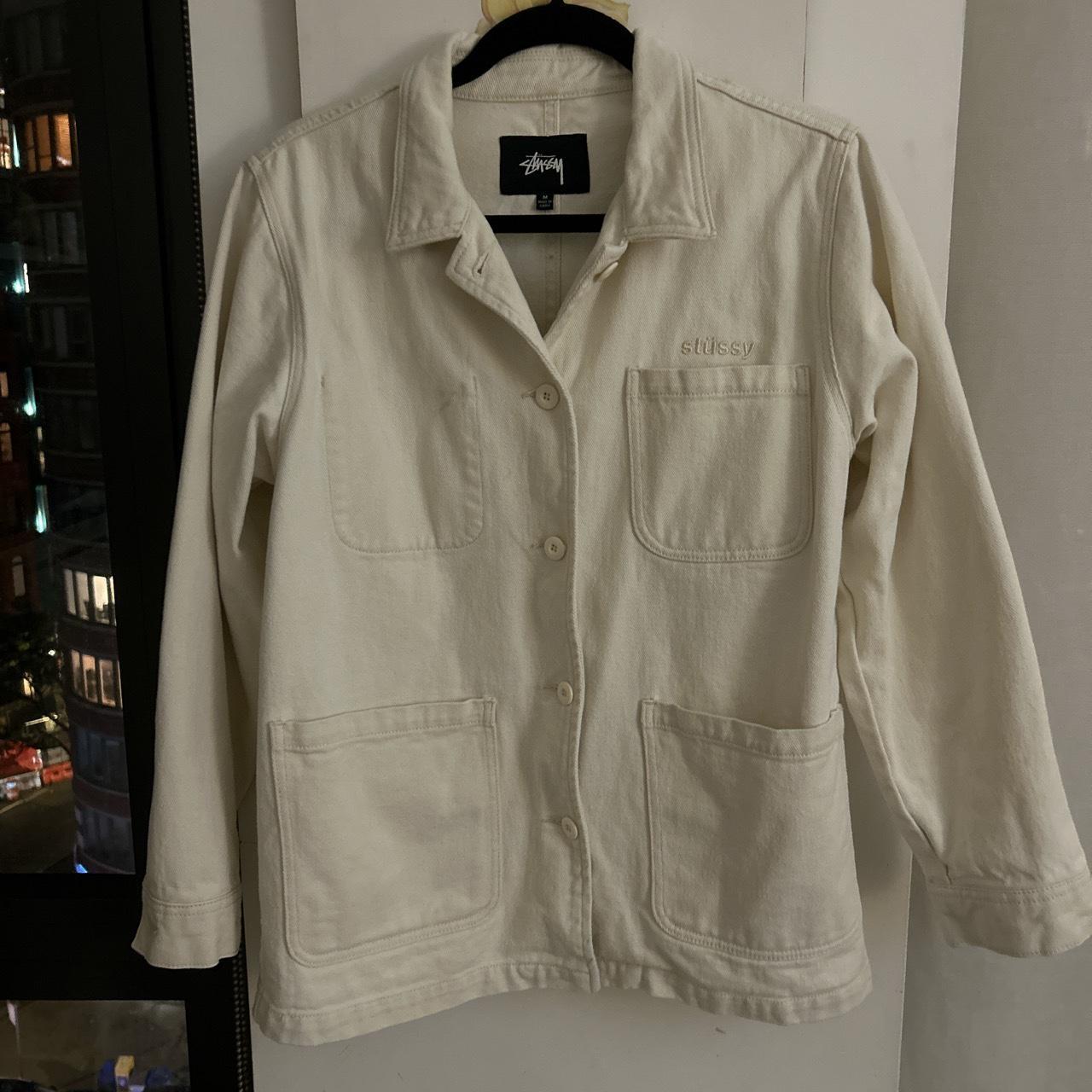 Whitish cream colored STUSSY work jacket. Size... - Depop