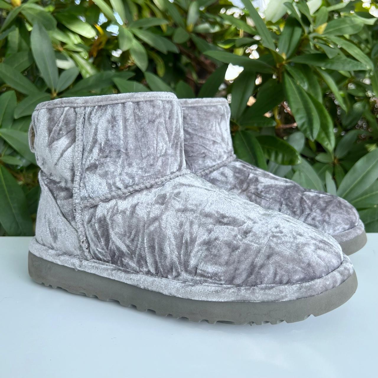 UGG Classic Ultra Mini Boot Crushed Velvet Silver. Depop