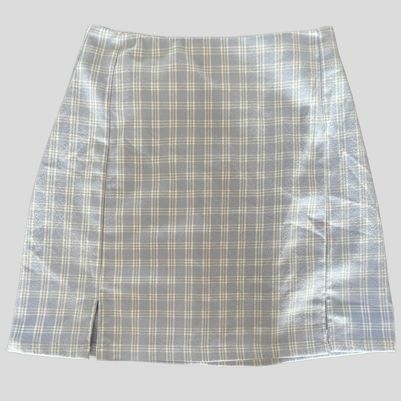 Baby Blue Plaid Skirt Brandy Melville plaid... - Depop