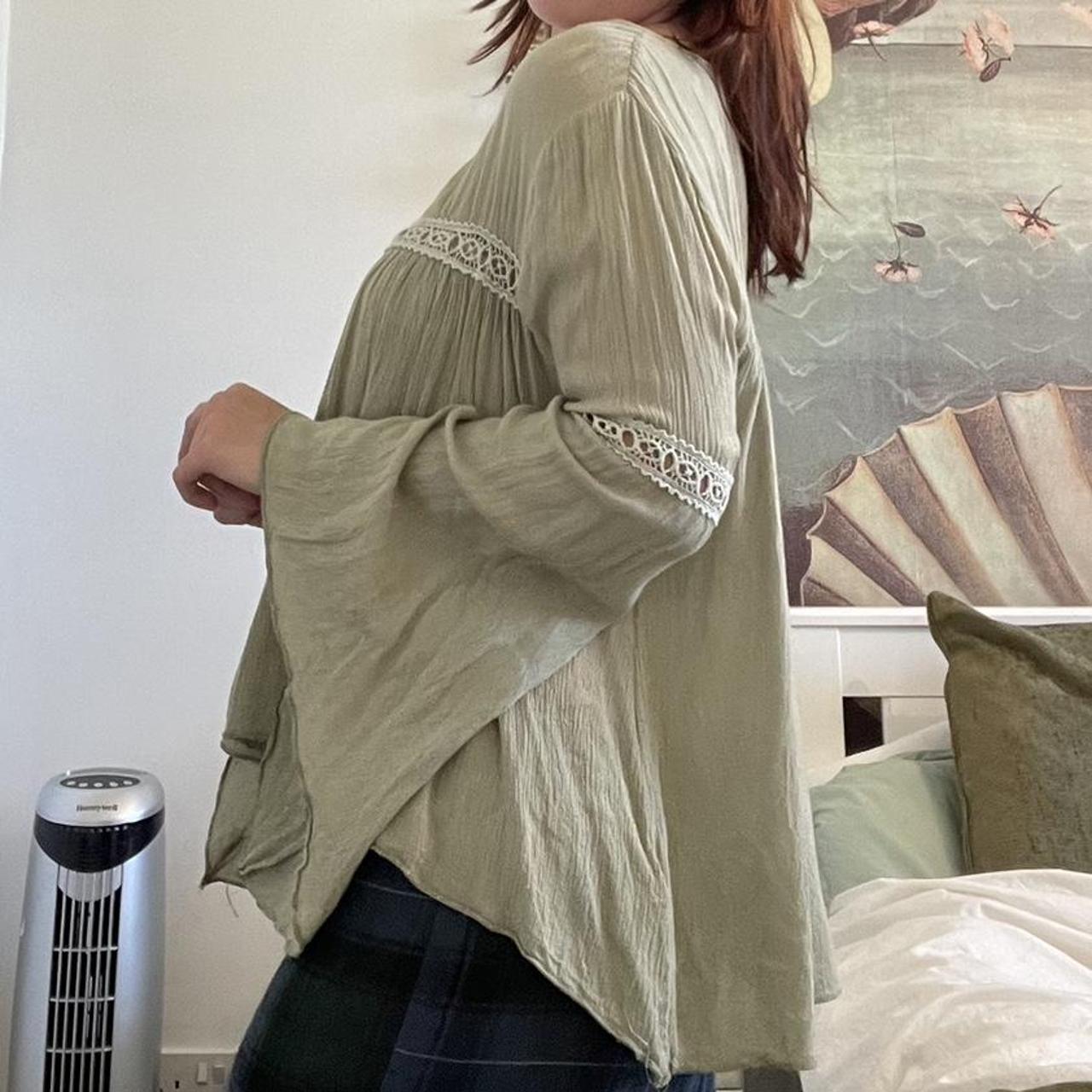 pastel green blouse / tunic with asymmetric... Depop