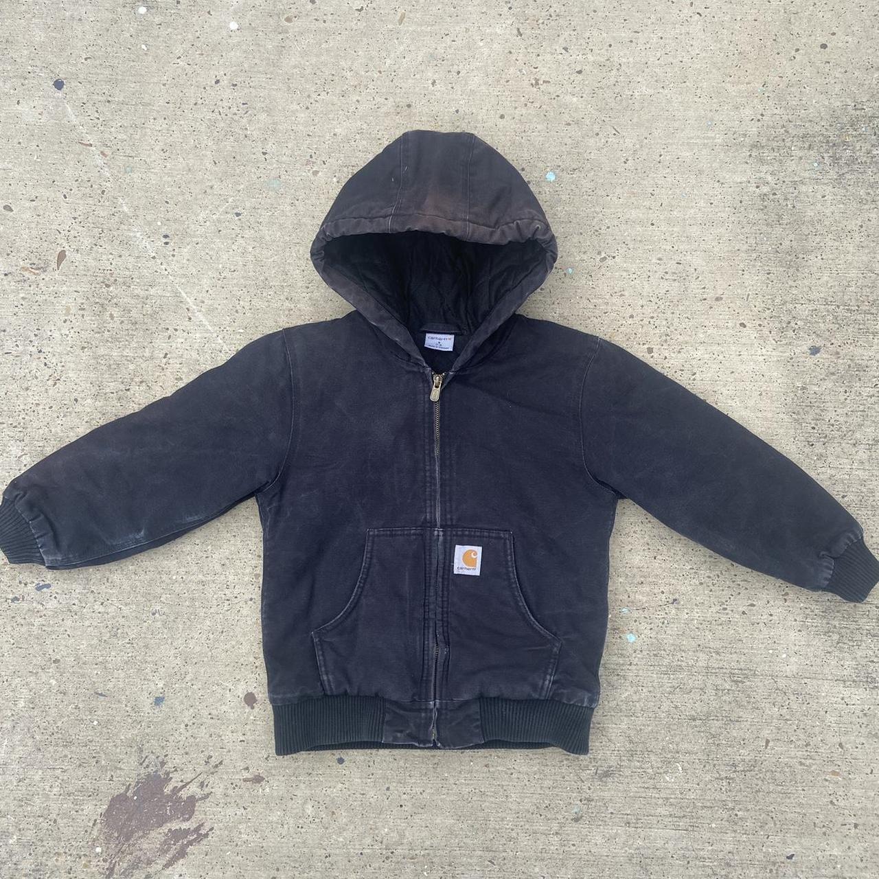 Youth Carhartt Black Duck Canvas Hoodie Jacket Coat... - Depop