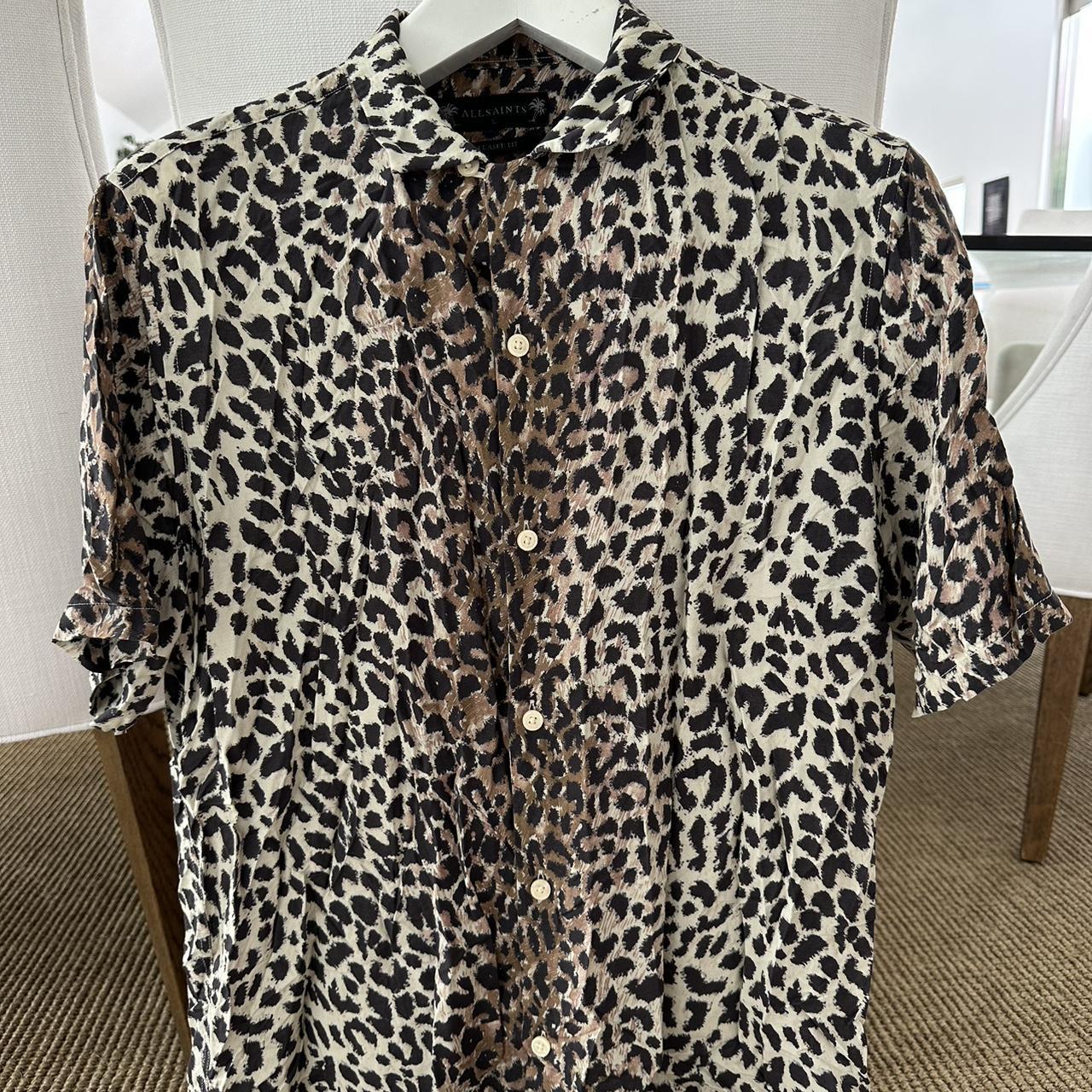 Men’s button down all saints cheetah print shirt.... - Depop