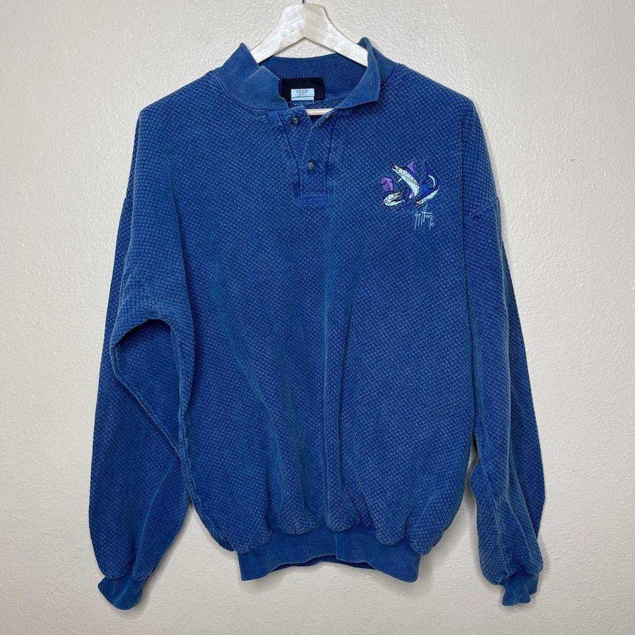 Guy Harvey Sweater Mens L/XL Blue Vintage Knit... - Depop